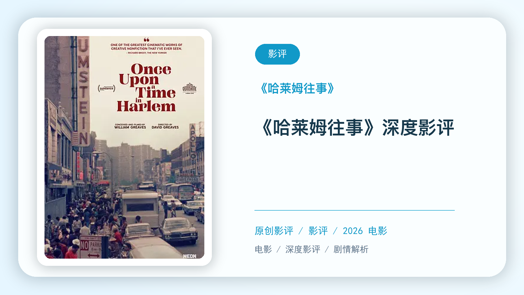 《哈莱姆往事》深度影评【中文字幕】
